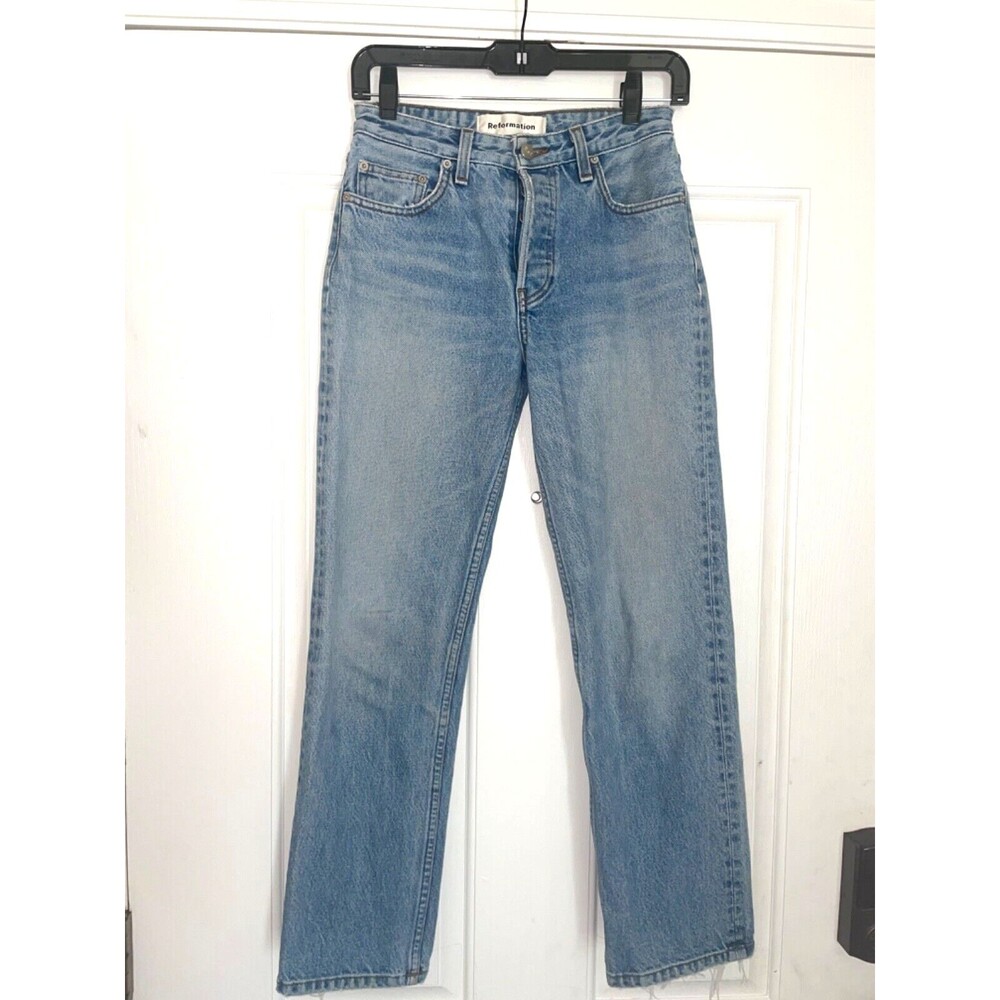 Reformation Light Blue Straight Leg Jeans